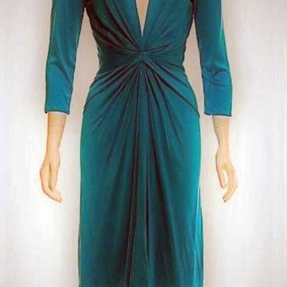 NEW Issa London plunge 100% SILK teal dress Size 8 cocktail/holiday party, flowy - Picture 9 of 10